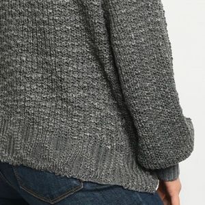 Charcoal Long Sleeve Distressed Hem Sweater